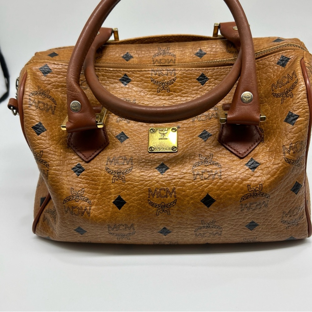 MCM Boston Handbag Double Handles 6594R   10 In X 6 In X 7 In